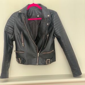 Vegan leather black moto jacket